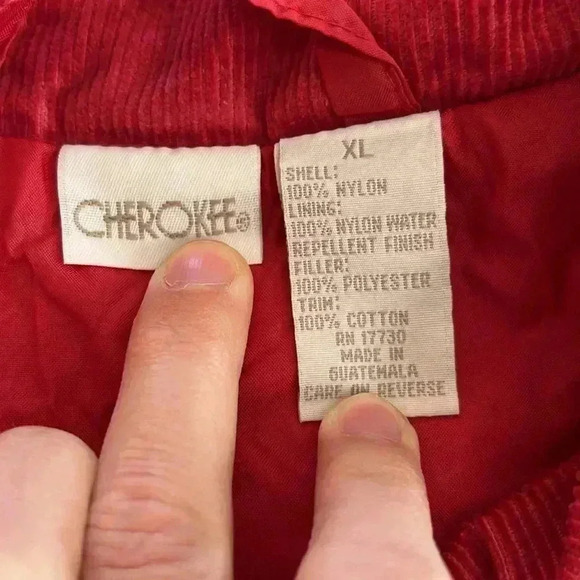 Cherokee Barn Jacket Red Quilted Corduroy Lightweight Chore Coat Womens Sz XL - Picture 6 of 12